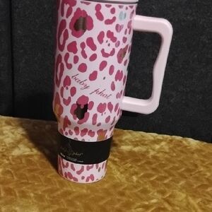 Baby Phat Pink and Brown Leopard Print Travel Tumbler